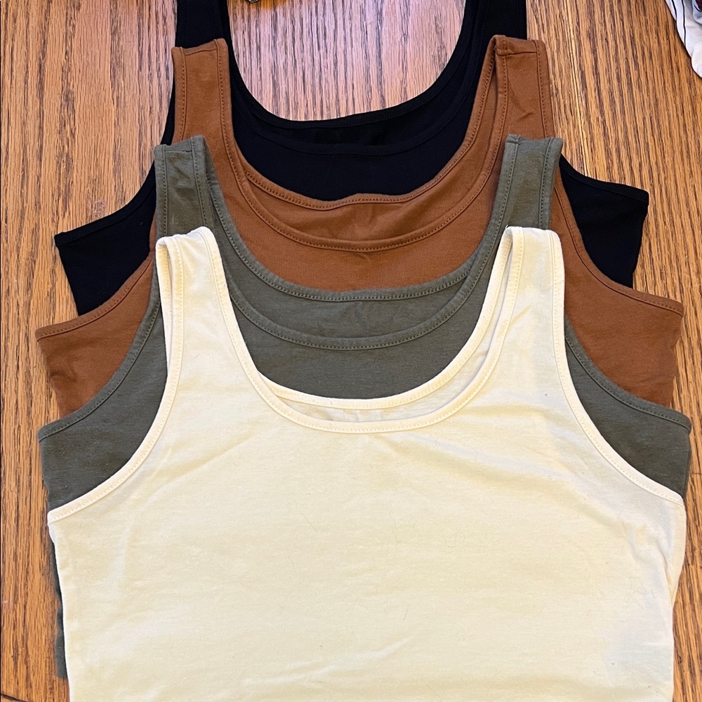 SHEIN Women's Tank Tops in Black, Brown, Green, and Light Yellow